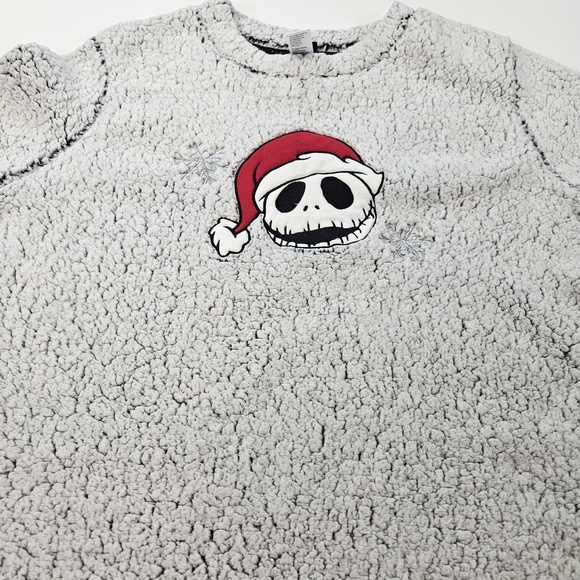 Nightmare Before Christmas Tops - Disney The Nightmare Before Christmas Jack Skellington Sherpa Sweater Gray 2x
